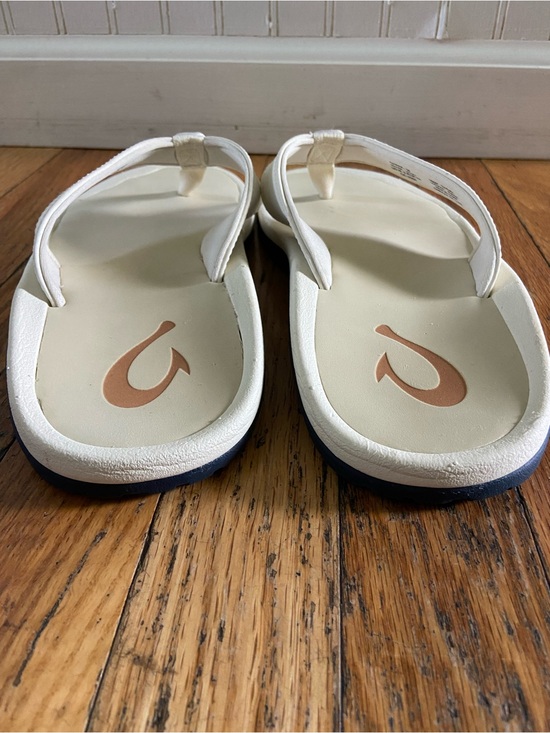 Olukai ohana mens White leather Navy Flip Flop Sandals 9 main image 9
